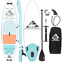 Polar Outdoors by Roc Inflatable Stand Up Paddle Board with Premium SUP Paddle Board Accessories, Wide Stable Design, Non-Slip Comfort Deck for Youth & Adults.