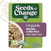SEEDS OF CHANGE Certified Organic Brown & Red Rice with Chia & Kale, Organic Food, 8.5 OZ Pouch - Pack of 12
