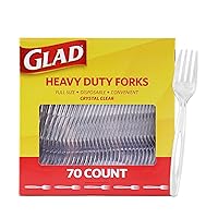Glad Clear Plastic Forks, Heavy Duty Disposable Cutlery Set, Standard Size, Clear Disposable Fork, Bulk Pack of 70 - Perfect for Parties, Camping, and Everyday Use