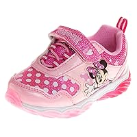 Disney Girls' innie Mouse Shoes - Minnie Mouse Slip-On Laceless Light-Up Sneakers (Toddler/Little Kid)