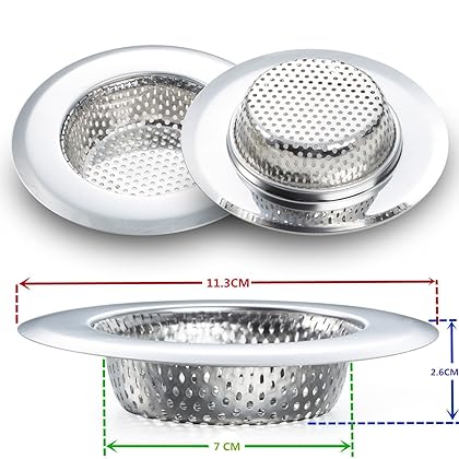 Fengbao 2PCS Kitchen Sink Strainer - Stainless Steel, Large Wide Rim 4.5