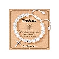 Cross Bracelet for Girls - First Communion, Baptism, Confirmation Gifts for Girl, Pearl Jewelry for Your Little Girls - 3