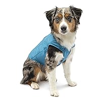 Kurgo Loft Dog Jacket, Reversible Dog Coat, Wear with Harness or Sweater, Water Resistant, Reflective, Winter Coat For Small Dogs (Coastal Blue, S)