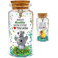 Set of 2 Mothers Day Gifts for Mom from Daughter Son, Best Mom I Love You Message in a Bottle Gift, Cute Mom Birthday Christmas Presents Valentines Gifts for Mom Women - Koala Bear & Yellow Duck