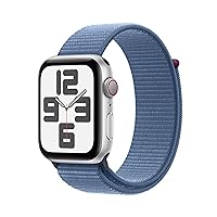 Apple Watch SE (2nd Gen) [GPS + Cellular 44mm] Smartwatch with Silver Aluminum Case with Winter Blue Sport Loop. Fitness & Sleep Tracker, Crash Detection, Heart Rate Monitor, Carbon Neutral