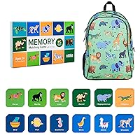 Wildkin 15-inch Backpack and Animals Memory Matching Game (36 pc) Bundle: Boost Memory Educational Card, and Comfortable Kids Backpack (Wild Animals)