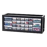 IRIS USA 26 Drawer Stackable Storage Cabinet for Hardware Crafts, 21.69-Inch W x 7-Inch D x 8.75-Inch H, Black - Small Organizer Utility Chest, Scrapbook Art Hobby Multiple Compartment