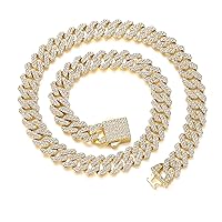 Cuban Link Chain Mens Ice Out Miami Cuban Necklace Silver/Gold Bling Diamond Hip Hop Jewelry for Women