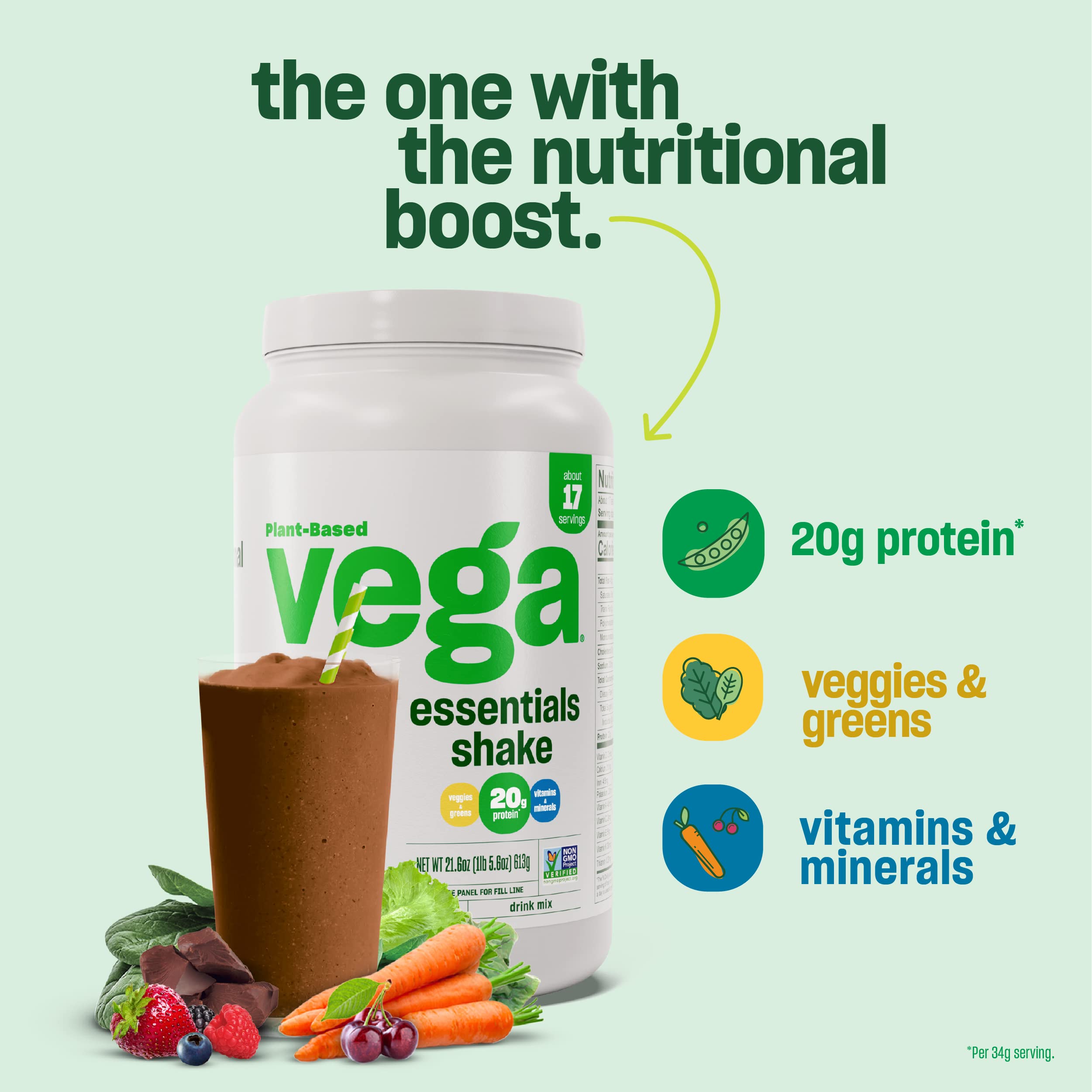 Vega Essentials Plant Based Protein Powder, Mocha - Vegan, Superfood, Vitamins, Antioxidants, Keto, Low Carb, Dairy Free, Gluten Free, Pea Protein for Women & Men, 1.4 lbs (Packaging May Vary)