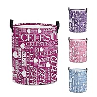 Personalized Laundry Basket Custom Word Art Names Laundry Hamper Collapsible Durable Toys Organizer Storage Bedroom Decor for Boys Girls Adults (Monogrammed 02)