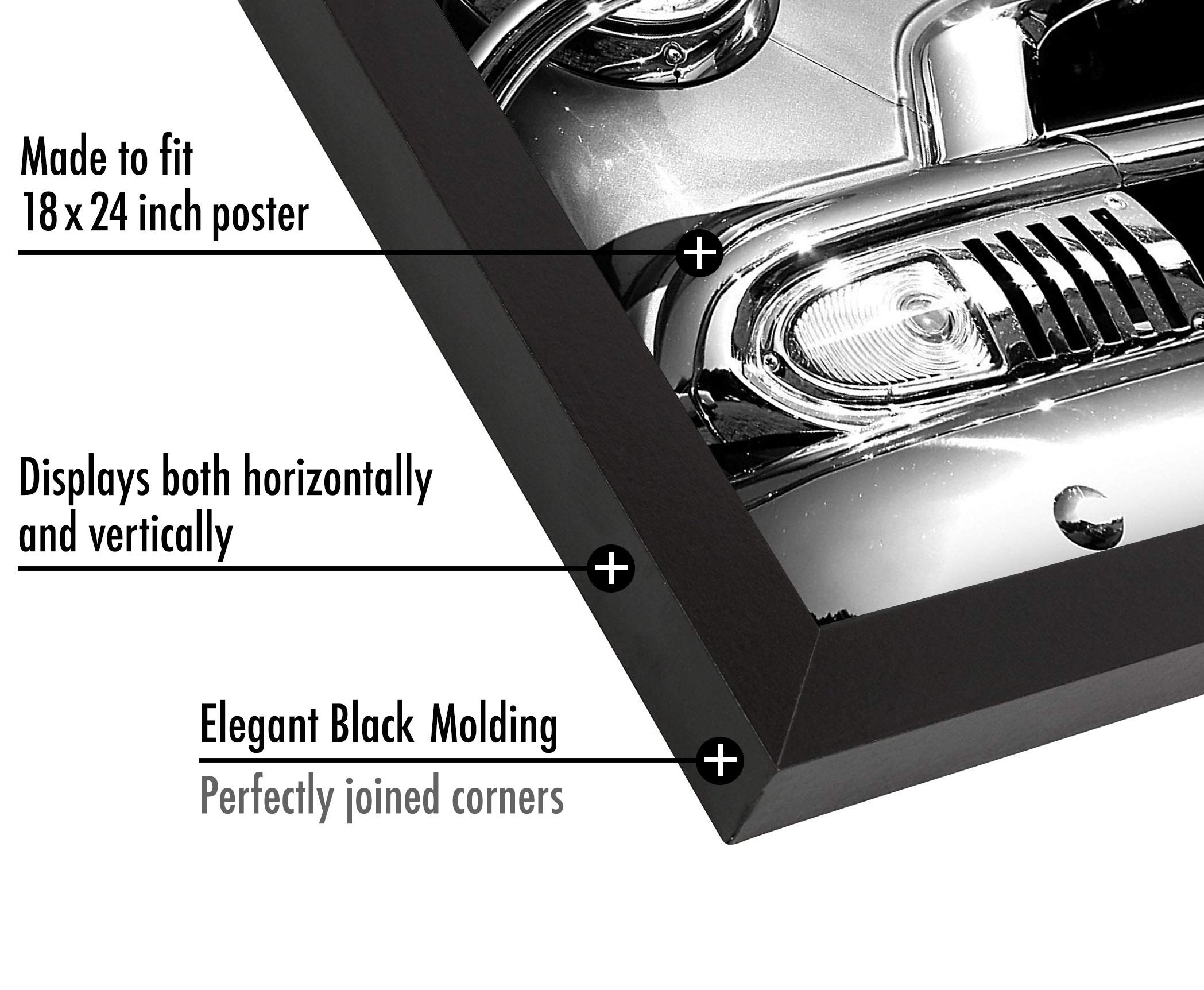 Americanflat 18x24 Poster Frame in Black - Composite Wood with Polished Plexiglass - Horizontal and Vertical Formats for Wall with Included Hanging Hardware