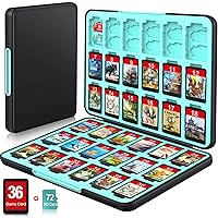 CYKOARMOR Switch Game Case for Nintendo Switch/OLED/Lite, Switch Game Holder with 36 Games Storage and 72 Memory Cartridge Slots, Portable Switch Game Card Case with Magnetic Closure, Black Blue