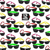 Big Mo's Toys 12 Pack 80's Style Neon Party Sunglasses – Fantastic Party Pack Favors, Party Toys for Goody Bags