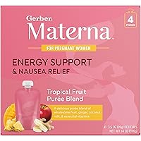 Gerber Materna Tropical Puree Pouches, 3.5 oz (Pack of 4) Energy and Nausea Relief for Pregnant Women