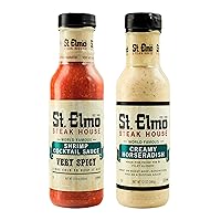 St Elmo Steak House Cocktail Sauce and Creamy Horseradish Bundle, Extra Spicy Combo for Steak and Seafood