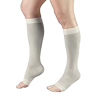Truform Sheer Compression Stockings, 15-20 mmHg, Women's Knee High Length, Open Toe, 20 Denier, Ivory, Medium