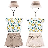 Girl Safari Outfit Set - Crop Top & Shorts with Safari Hat