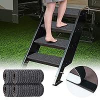 RV Step Covers 4 Pack RV Step Rug, RV Stair Covers Carpets for Mobile Home, Camper, 24 inch Wide (24”*7.5”, Black)