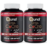 Qunol Ultra CoQ10 100mg Softgels- 3x Better Absorption, Antioxidant for Heart Health & Energy Production, Coenzyme Q10 Vitamins and Supplements, 8 Month Supply, 120 Count (Pack of 2)