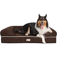 Friends Forever X-Large Dog Bed, Orthopedic Dog Sofa Memory Foam Mattress, Calming Dog Couch Bed, Wall Rim Pillow, Water Resistant Liner, Washable Cover, Non-Slip Bottom, Chester, X-Large Cocoa Brown