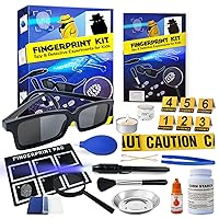 UNGLINGA Kids Spy Kit Detective Fingerprint Toys Gifts for 4 5 6 7 8 9 10 Years Old Boys Girls, Science Experiments Learning Educational Fingerprint Kit with Spy Glasses Detective Tools