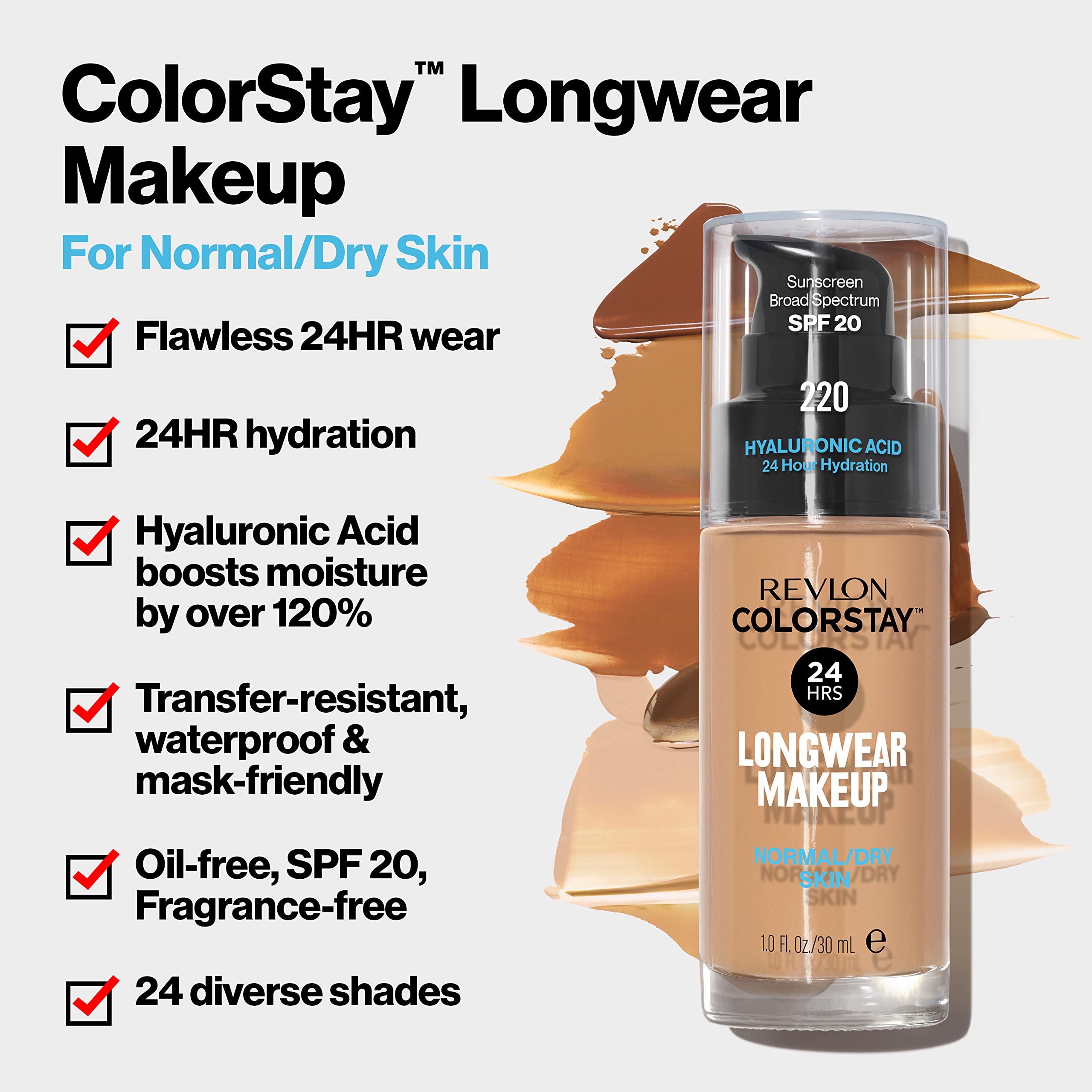 Revlon Liquid Foundation, ColorStay Face Makeup for Normal and Dry Skin, Longwear Full Coverage with Matte Finish, Oil Free, 150 Buff, 1.0 Oz