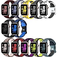 12 Pack Compatible with Apple Watch Band 49mm 45mm 44mm 42mm 41mm 40mm 38mm, Breathable Soft Silicone Sport Replacement Strap Men Women for iWatch Series 8/7/6/5/4/3/2/1/SE/Ultra