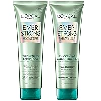 L'Oreal Paris EverStrong Thickening Sulfate Free Shampoo and Conditioner Kit, Thickens + Strengthens, For Thin, Fragile Hair, with Rosemary Leaf, Combo (8.5 Fl; Oz each) (Packaging May Vary)