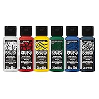Plaid Kicks Studio Acrylic Paint Set of 6 2 fl oz Flexible Acrylic Paint for Leather, Vinyl, and Other DIY Arts and Crafts Surfaces, 70661