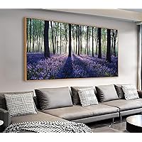 Framed Canvas Wall Art Forest Purple Lavender Pictures Wall Decor Green Trees Canvas Painting Sunshine Nature Scenery Canvas Print Artwork Living Room Bedroom Office Home Nursery Decoration 20