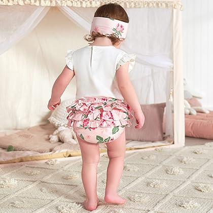 Gerber baby-girls 3-piece Short Sleeve Onesies, Diaper Cover & Headband Set