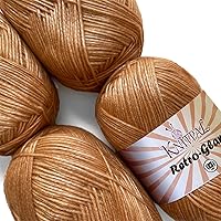 Retro-Glam Metallic Ultra-Sleek Glamour Yarn, Jewel-Tone, Extra Soft & Shiny for Knitting and Crocheting, Chainette, Bulk Size 4 Skeins, 1280yds/400g, 3 DK Weight/Light Worsted (Rose Gold)
