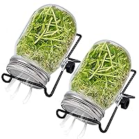 Sprouting Jar 2 Sets Wide Mouth Seed Sprouter with Mesh Lid 16oz Sprouting Kit with Adjustable Stand 4.92in Transparent Sprouts Growing Kit for Beans Broccoli for Patio