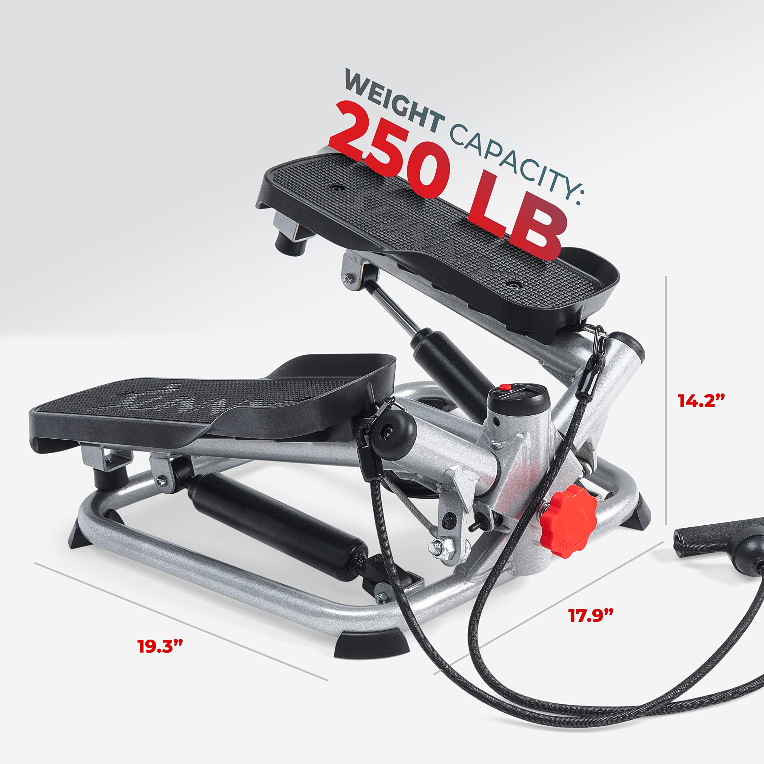 Sunny Health & Fitness Twist Stepper Machine with Resistance Bands