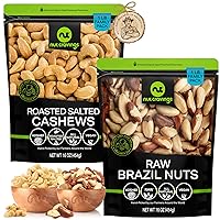 Raw Brazil Nuts + Roasted Salted Cashews 16.oz 2 Pack Bundle