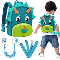 Accmor Toddler Harness Backpack Leash, Cute Dinosaur Kid Backpacks with Anti Lost Wrist Link, Child Backpack with Leash for Baby Boys Girls, Mini Toddler Back Pack Tether for Outdoor Walking (Blue)