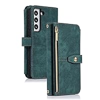 Wallet Case for Samsung Galaxy S23/S23 Plus/S23 Ultra,Leather Phone Cover,Zipper Wallet Case,Multiple Card Slots,Foldable Stand,Crossbody Phone Case,Green,S23 Ultra 6.8