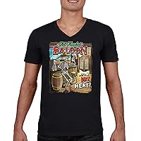 Hot Headed Saloon V-Neck T-Shirt But its a Dry Heat Funny Skeleton Biker Beer Drinking Cowboy Skull Southwest Tee