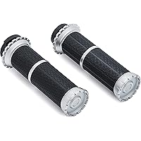 Kuryakyn 3581 Riot Handlebar Grips for Throttle and Clutch, Electronic Throttle Control: 2008-19 Harley-Davidson Motorcycles, Silver, 1 Pair