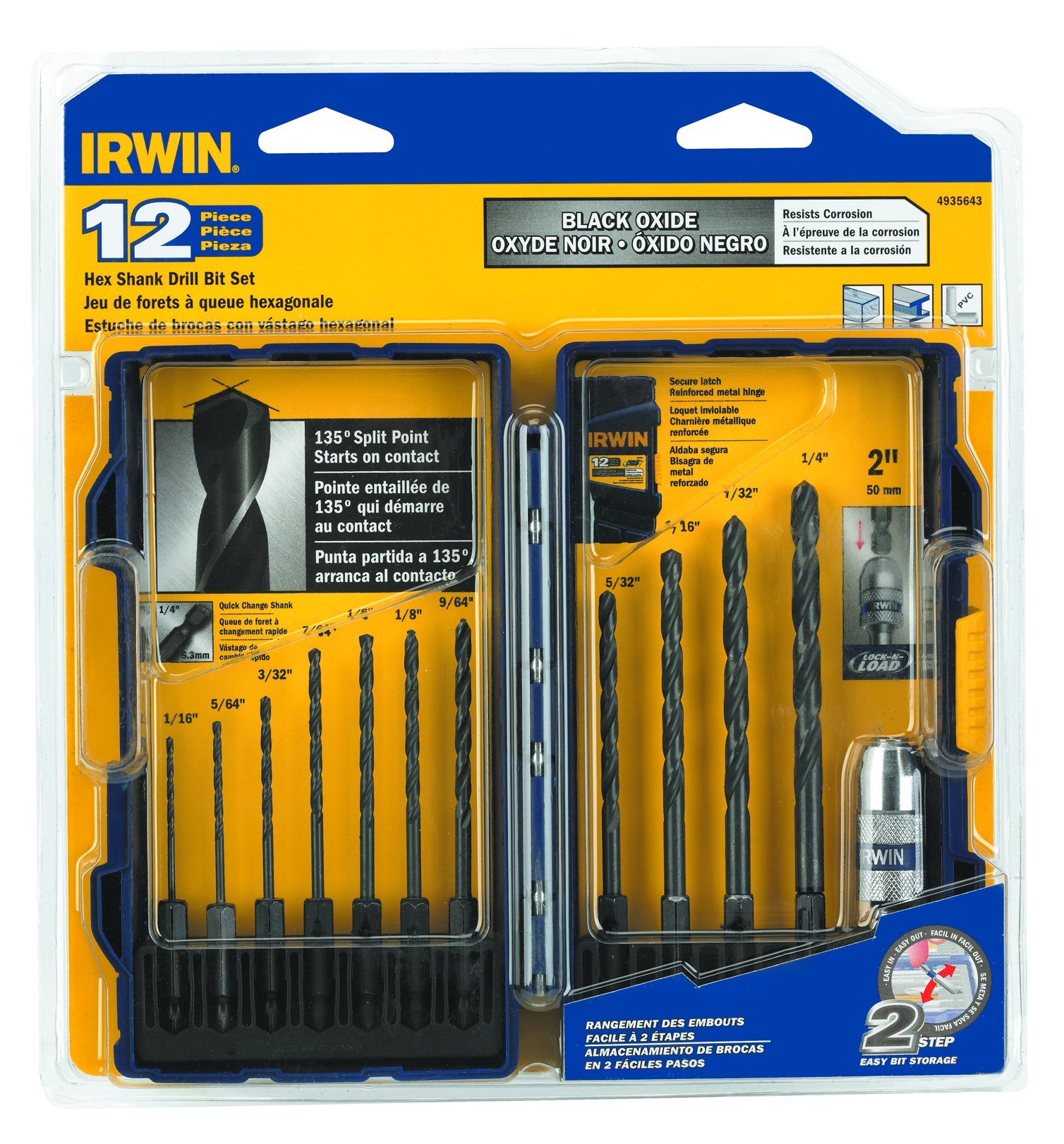 IRWIN Tools 4935643 Black Oxide Metal Index Drill Bit Set, 12pc