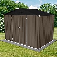 8 x 6 FT Outdoor Storage Shed, Metal Outdoor Shed with Doors and Vents, Outdoor Tool Storage Shed Garden Shed Tool Sheds for Outdoor Patios, Garden, Lawn, Brown