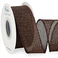 Ribbli Brown Burlap Wired Ribbon,1-1/2 Inch x 10 Yard, Wired Edge Ribbon for Big Bow,Wreath,Tree Decoration,Outdoor Decoration