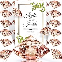 MTLEE 36 Pieces Diamond Place Card Holders Wedding Table Number Holder Acrylic Crystal Table Card Stands Clear Tabletop Card Stands for Weddings Baby Shower Table Card Decoration (Rose Gold)