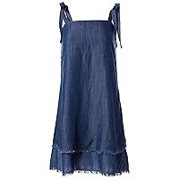 SUGARLIPS Women's Texas Tie Sleeve Mini Dress, MED-Chambray, Large