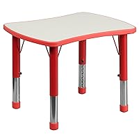 Flash Furniture 21.875''W x 26.625''L Rectangular Red Plastic Height Adjustable Activity Table with Grey Top