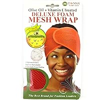 Donna Deluxe Foam Mesh Wrap, Olive Oil + Vitamin E Treated - #22007 Red, Improves hair quality, foam padding