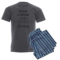 CafePress Drink Coffee Read Books Be Happy Pajamas Men's Novelty Pajamas