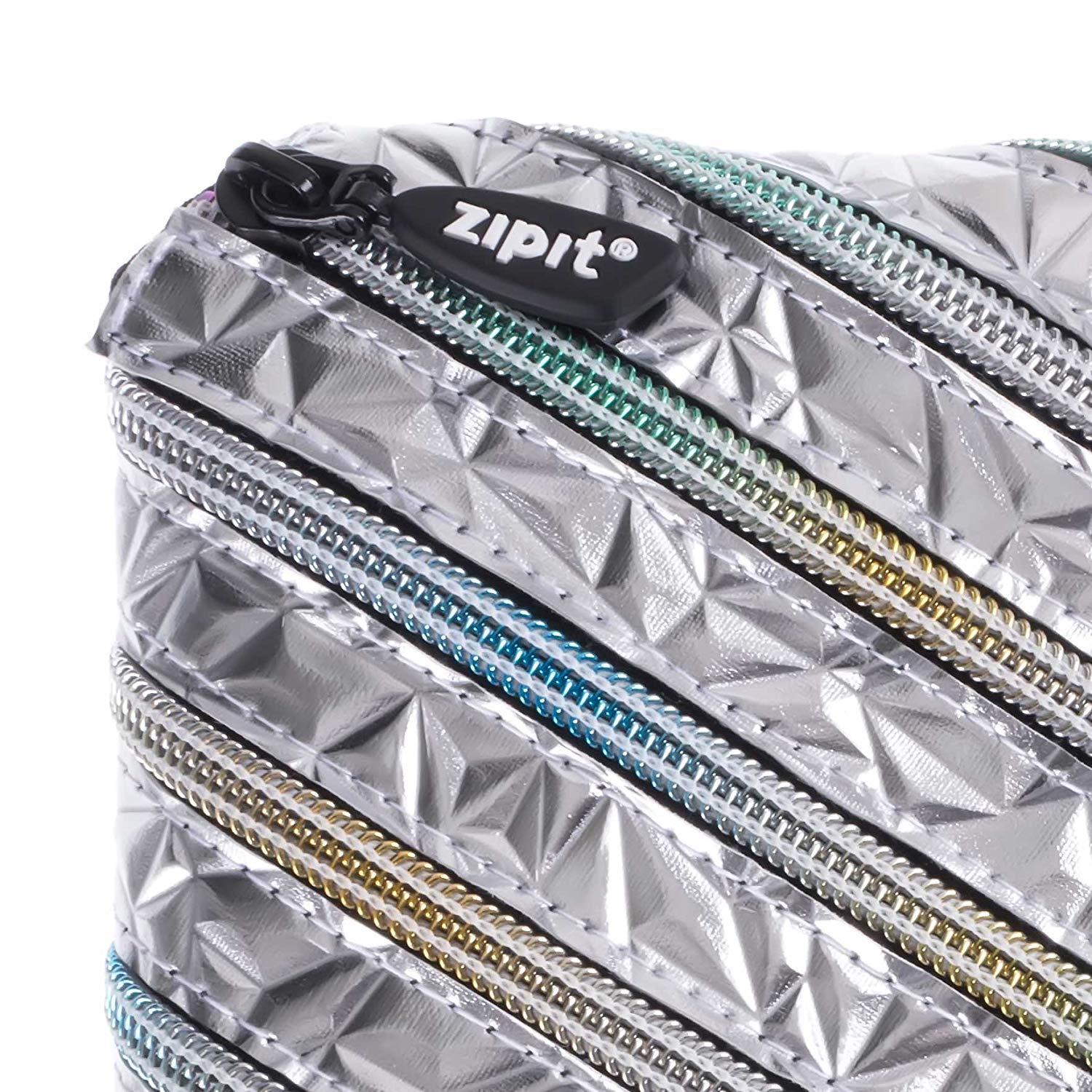 ZIPIT Metallic Pencil Case for Girls | Pencil Pouch for School, College and Office | Pencil Bag for Kids (Silver)