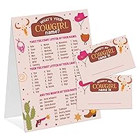 Cowgirl Theme What's You Cowgirl Name Game, Baby Shower Game Stickers, Birthday Game, Party Decoration, Activity Game for Office or Class, Package Contains 1 Sign and 30 Name Stickers(wyn23)