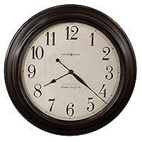 Howard Miller Coldwater Wall Clock II 549-472 – Aged Black Molded Frame with Bronze Highlights, Distressed Antique White Dial, Rustic Home Décor, Quartz Movement